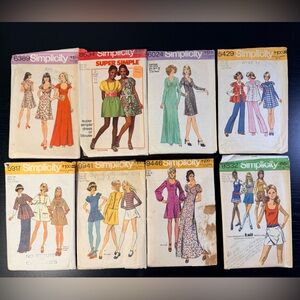 Vintage 1960s-1970s Simplicity Sewing Patterns- Young Jr/Teen